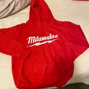 Brand new kids red pull over Milwaukee hoodie
